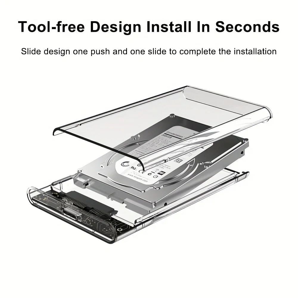 2.5 Inch HDD SSD Case SATA to USB 3.1 Type C 4TB Transparent External Hard Drive Housing Compatible UASP SATA III Laptop BEST Tools House Store