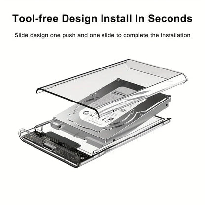 2.5 Inch HDD SSD Case SATA to USB 3.1 Type C 4TB Transparent External Hard Drive Housing Compatible UASP SATA III Laptop BEST Tools House Store