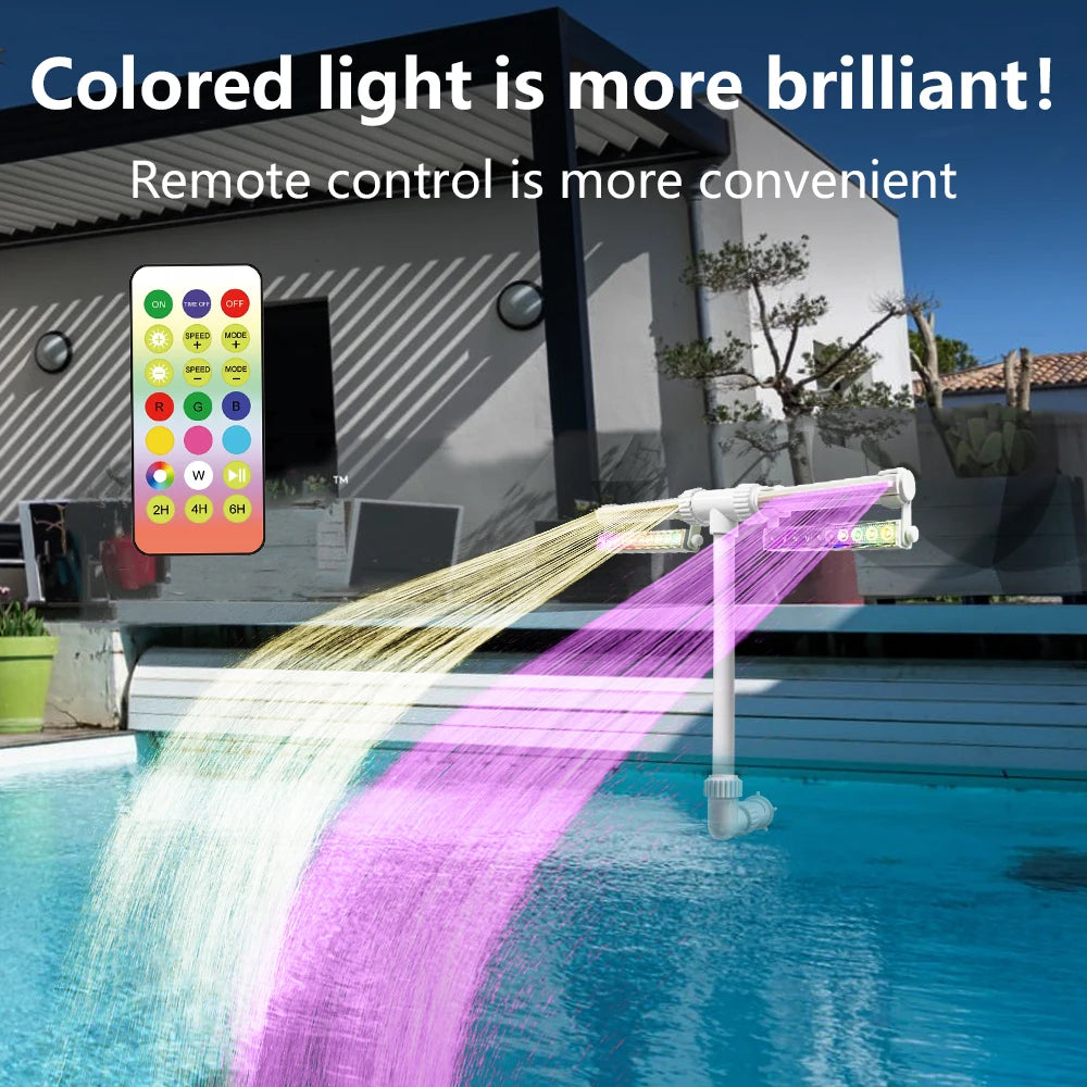 Solar Pool Fountain with 12-Color 4-Mode RGBIC LED Lights Above/Inground Solar Lights with Remote 360°Adjustable Dual Spray