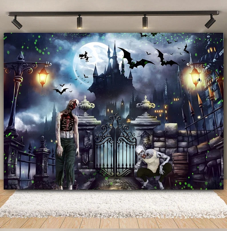 Horror Halloween Backdrop Blood Splatter Ghosts Bloody Handprints Haunted House Party Decor Photography Background Photo Studio