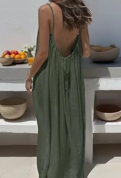 BreezeMuse™ Maxi sin Espalda 🌸 — Ajuste Regulable, Fluidez de Verano
