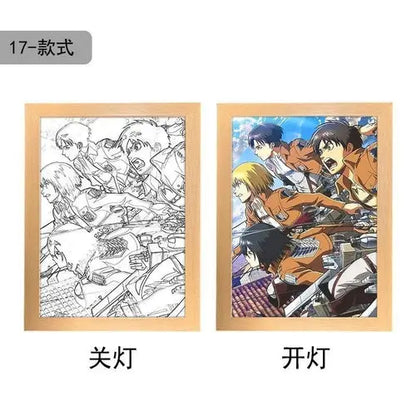 Attack On Titan Anime Figure Customized Night Light Painting Decor