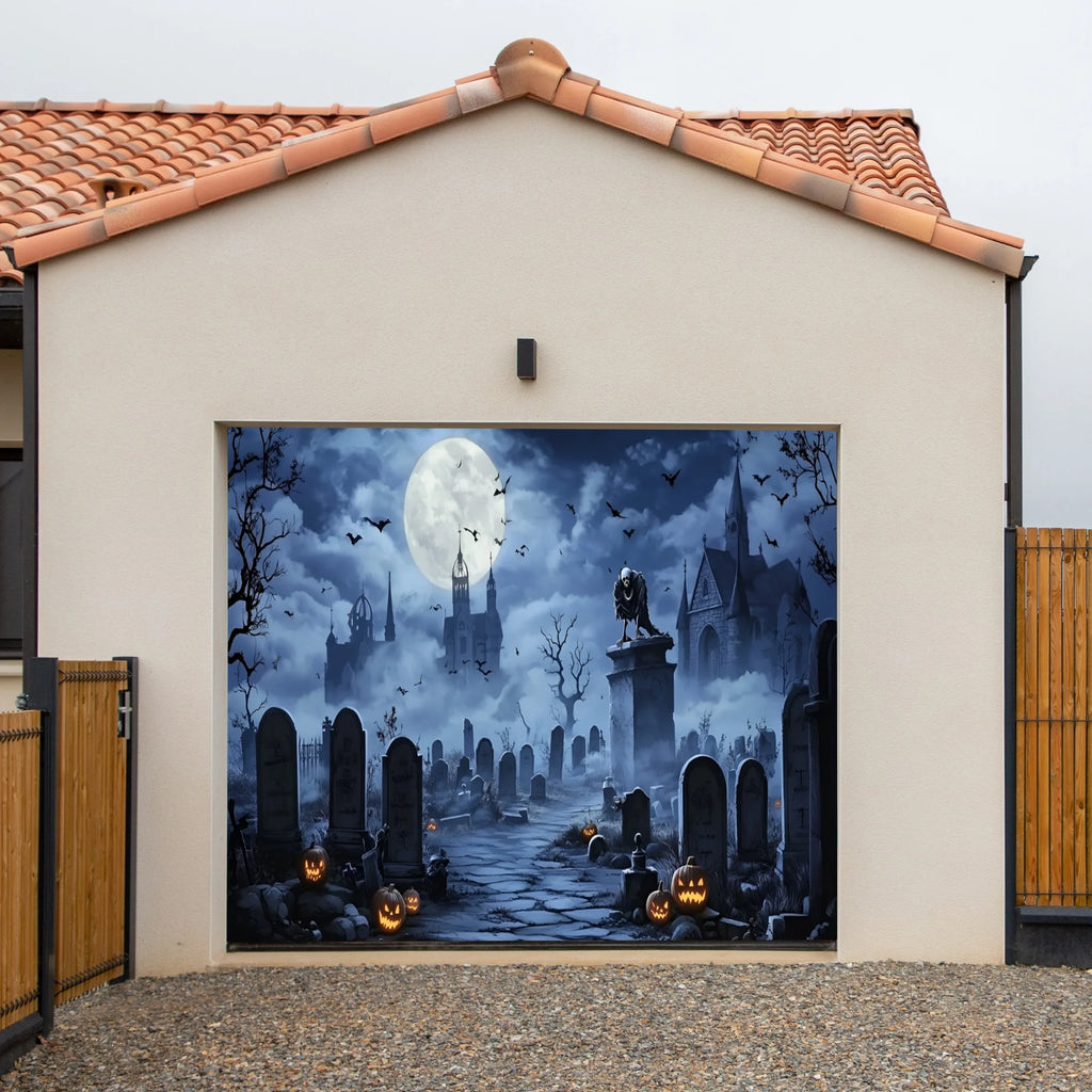 Vinilo Decorativo para Puerta de Garaje de Halloween – ¡Transformación Instantánea en Casa Encantada!