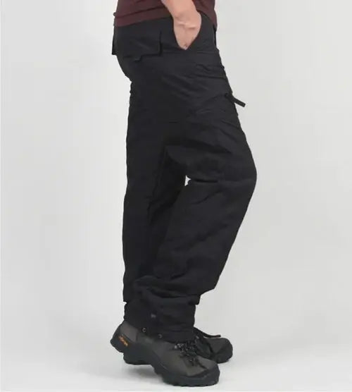 Winter Men Thick Fleece Thermal Multi-pocket Straight Cargo Pants AliExpress
