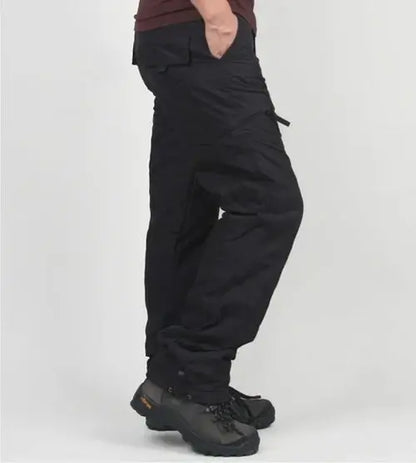 Winter Men Thick Fleece Thermal Multi-pocket Straight Cargo Pants AliExpress