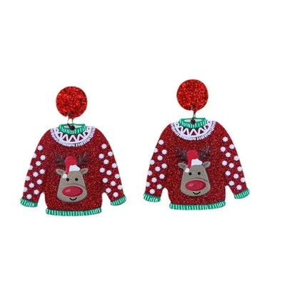 View details for Acrylic Sweater Christmas Earrings Snowflakes Santa Claus Cartoon