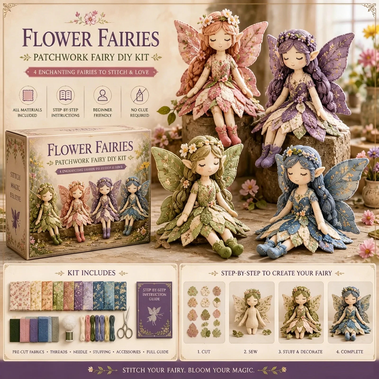 FairyStitch™ DIY Kit 🧚✨ — Create Magical Patchwork Art