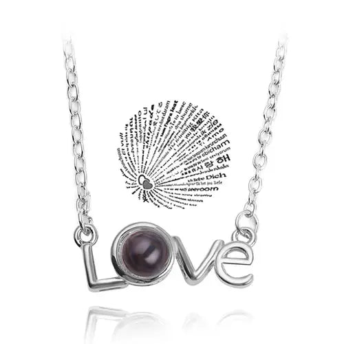 Collar de Proyección 100 Idiomas Te Amo Colgante Collares Para