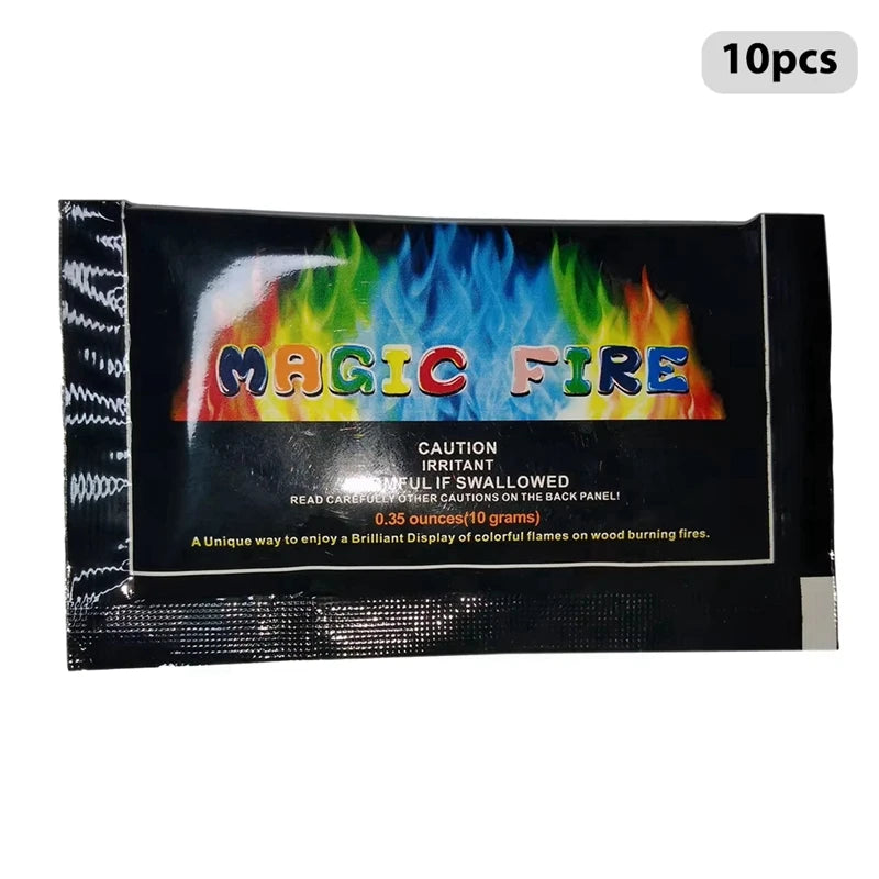 10 paquetes de fuego que cambian de color, polvo no tóxico para fogatas, hogueras y chimeneas, colores de llama seguros y vibrantes