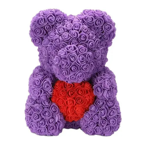 40/25cm Blue Rose Bear Heart Artificial Flower Rose Teddy Bear For