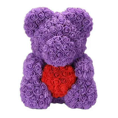 40/25cm Blue Rose Bear Heart Artificial Flower Rose Teddy Bear For