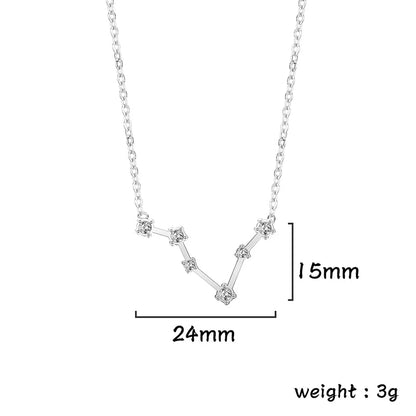 Lucktune Zircon Constellation Pendant Necklace Libra Virgo Zodiac Necklace for Women Stainless Steel Birthday Jewelry Gifts 2025 lucktune Official Store
