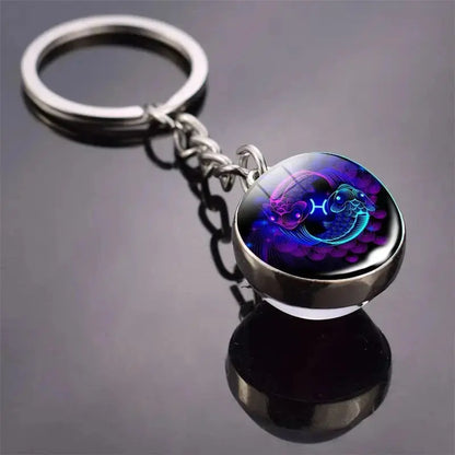 12 Constellation Keychain with Luminous Time Stone Pendant - Creative Fashion Accessory Gift Shop1103314747 Store