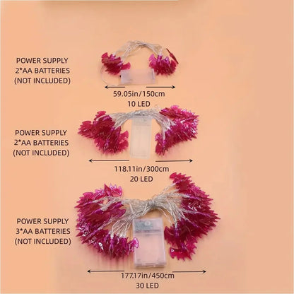 1PC 10/20/30 LED Purple Bat String Lights Battery Operated Outdoor Waterproof Hanging Decorative Lamp Suitable For Party Decor