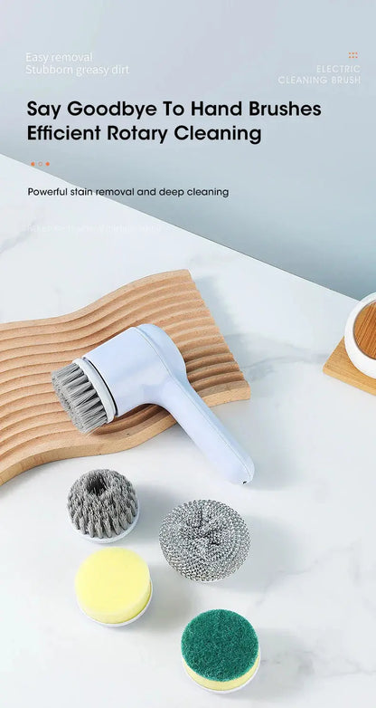 Electric Spin Scrubber, Bathroom Cordless Cleaning Brush Power Scrubber with 5 Replaceable Brush Heads, Electric Cleaning Brush Stone's Store