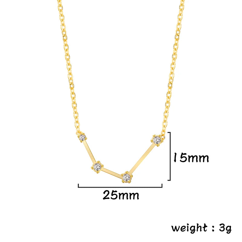 Lucktune Zircon Constellation Pendant Necklace Libra Virgo Zodiac Necklace for Women Stainless Steel Birthday Jewelry Gifts 2025 lucktune Official Store