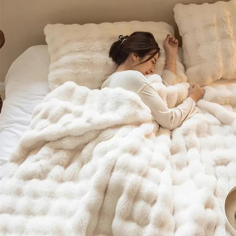 Artificial Rabbit Plush Autumn Warm Bed Blanket Plush Soft Sofa Throw AliExpress