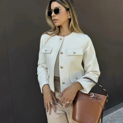 TRAF Woman Outerwears Autumn Long Sleeve Cropped Jacket For Women