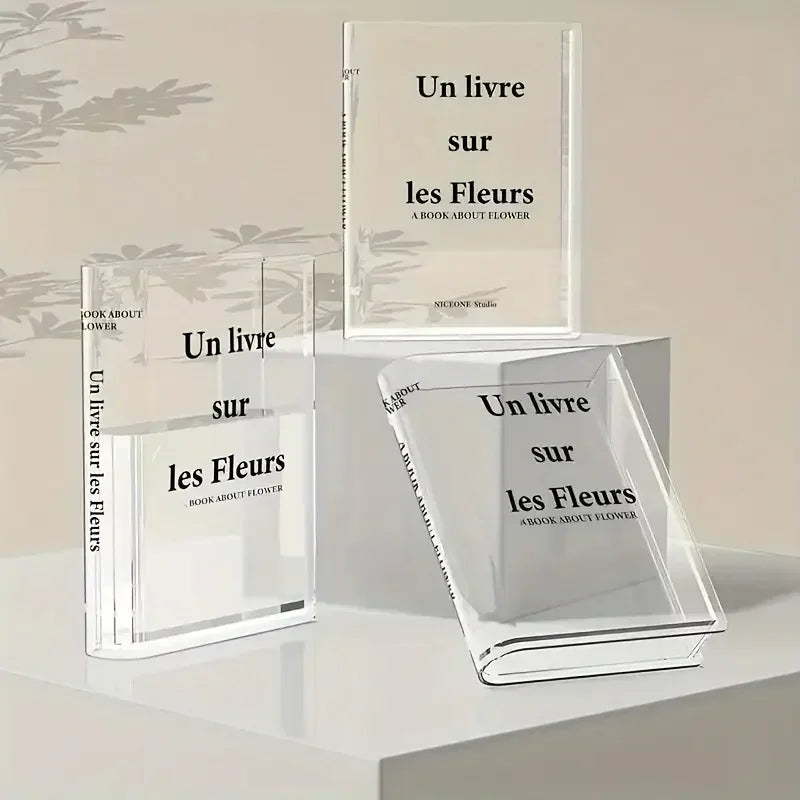 Jarrón transparente para libros, jarrón acrílico estético, jarrón único para flores, para una bonita decoración de estantería, jarrón de estilo moderno, decoración de habitación, recipiente floral