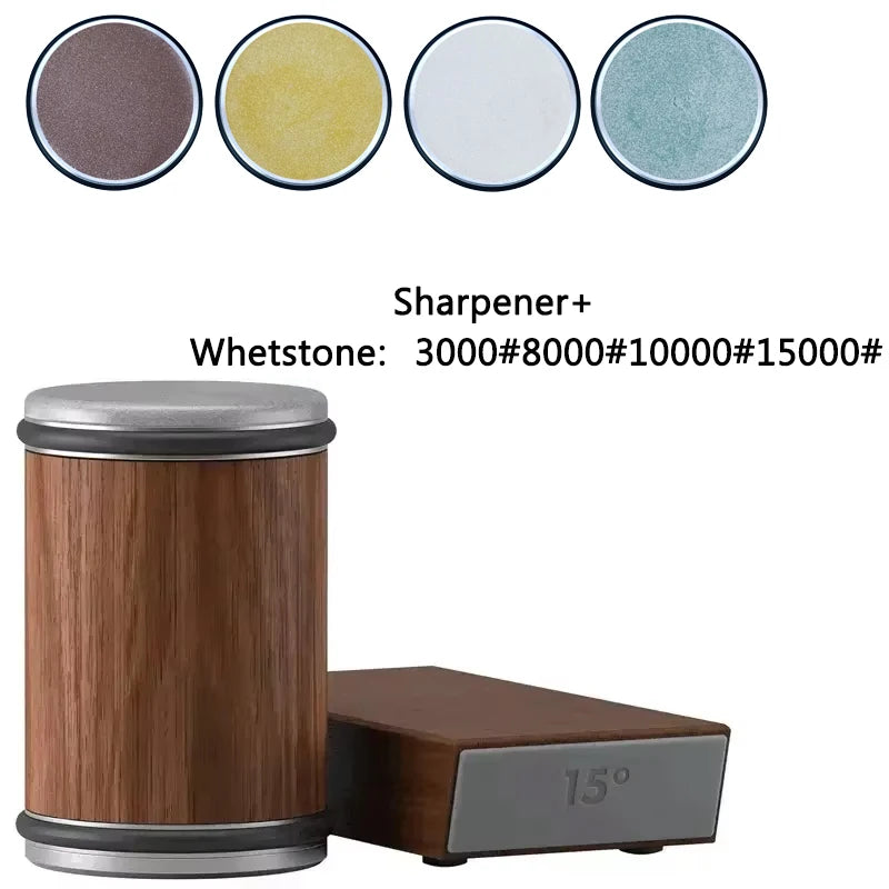 Pouring Rolling Knife Sharpener sapele Magnetic Holder Whetstone Sharpening Stone Kit 15 and 20 Degrees Angle Roller Accessory