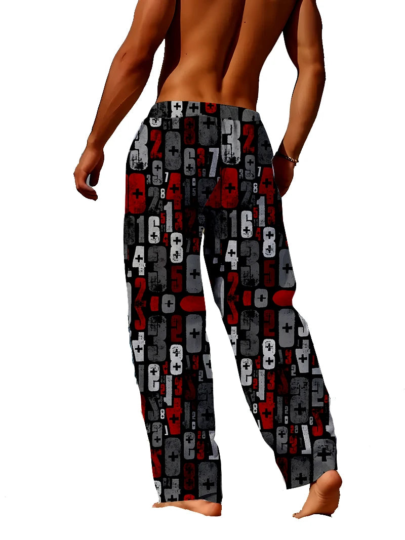 Nuevos pantalones de dormir digitales 3D de primavera y otoño para sala de aire acondicionado de verano, pantalones de dormir finos y agradables para la piel para hombres