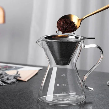 Reusable Double Layer Stainless Steel Coffee Filter with Stand Holder Pour Over Coffee Dripper Mesh Coffee Tea Filter Basket Kumma House Store
