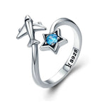 Adjustable Rings Real 925 Sterling Silver Stackable Engagement Zircon Open Size Rings For Women Jewelry big nose Official Store