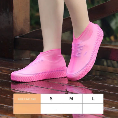 1Pair Reusable Waterproof Rain Shoe Covers Silicone Outdoor Rain Boot Overshoes Walking Shoes Protectors Shoes Cover