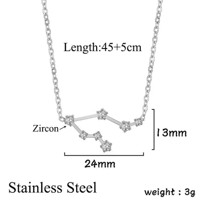 Lucktune Zircon Constellation Pendant Necklace Libra Virgo Zodiac Necklace for Women Stainless Steel Birthday Jewelry Gifts 2025 lucktune Official Store