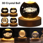 View details for 3D Crystal Ball LED Night Light Moon Saturn Planets Lamp Galaxy 