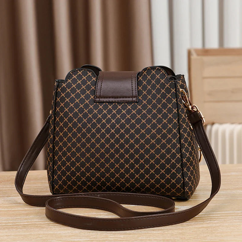 New Women Handbag Bag Luxury Design Bucket Shoulder Crossbody Bag Flip Check Print Large Capacity Single Shoulder Straddle Bag Yogodlns Outlet Store