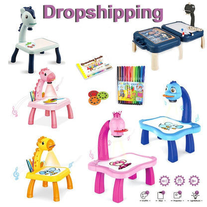 LED Projector Kids Painting Board Toys Art Painting Table Desk AliExpress