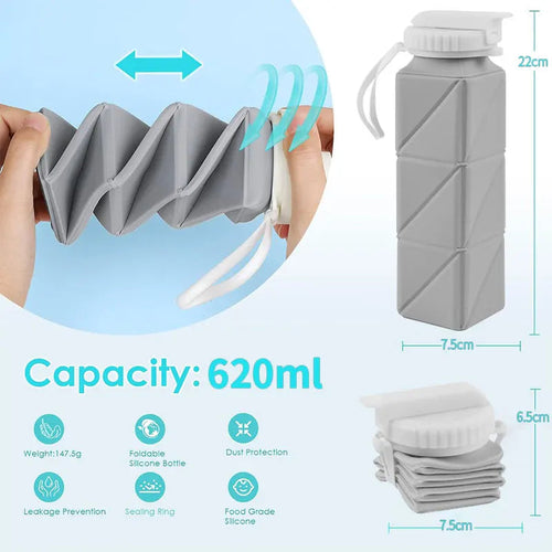 620ml Collapsible Water Bottle Cup with Straw Lid Leakproof BPA Free AliExpress