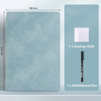 Reusable A5 Whiteboard Notebook Leather With Whiteboard Pen Writing Board With Erasing Cloth Stationery Memo Pad Students Gift