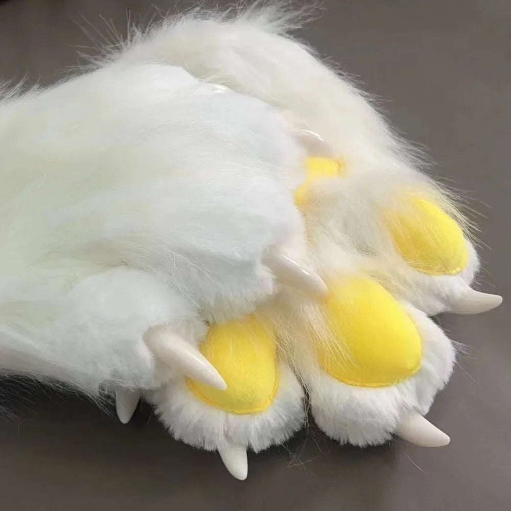 Guantes Kawaii de dibujos animados para disfraz, peludos, de piel, Kigurumi, de felpa, con patas de gato, guantes gruesos y cálidos con garras de gato, regalos