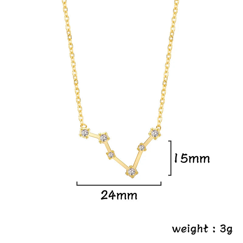 Lucktune Zircon Constellation Pendant Necklace Libra Virgo Zodiac Necklace for Women Stainless Steel Birthday Jewelry Gifts 2025 lucktune Official Store