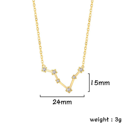 Lucktune Zircon Constellation Pendant Necklace Libra Virgo Zodiac Necklace for Women Stainless Steel Birthday Jewelry Gifts 2025 lucktune Official Store