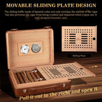 Cigar Humidor Case with Hygrometer, Humidor Box, Humidifier, Divider, Travel Cigar Case,Cedar Wood, Hold up to 50 Cigars XIFEI Official Store
