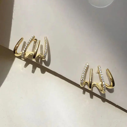 2024 premium light luxury four claw row earrings design sense