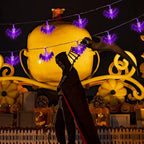 1PC 10/20/30 LED Purple Bat String Lights Battery Operated Outdoor Waterproof Hanging Decorative Lamp Suitable For Party Decor