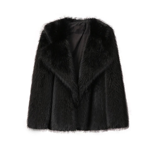 Neo Mint Luxury Brand Women Faux Fur Coat Animal Gradient Color 2024