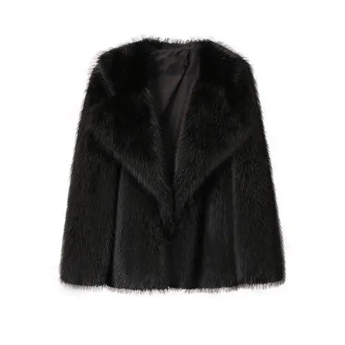 Neo Mint Luxury Brand Women Faux Fur Coat Animal Gradient Color 2024