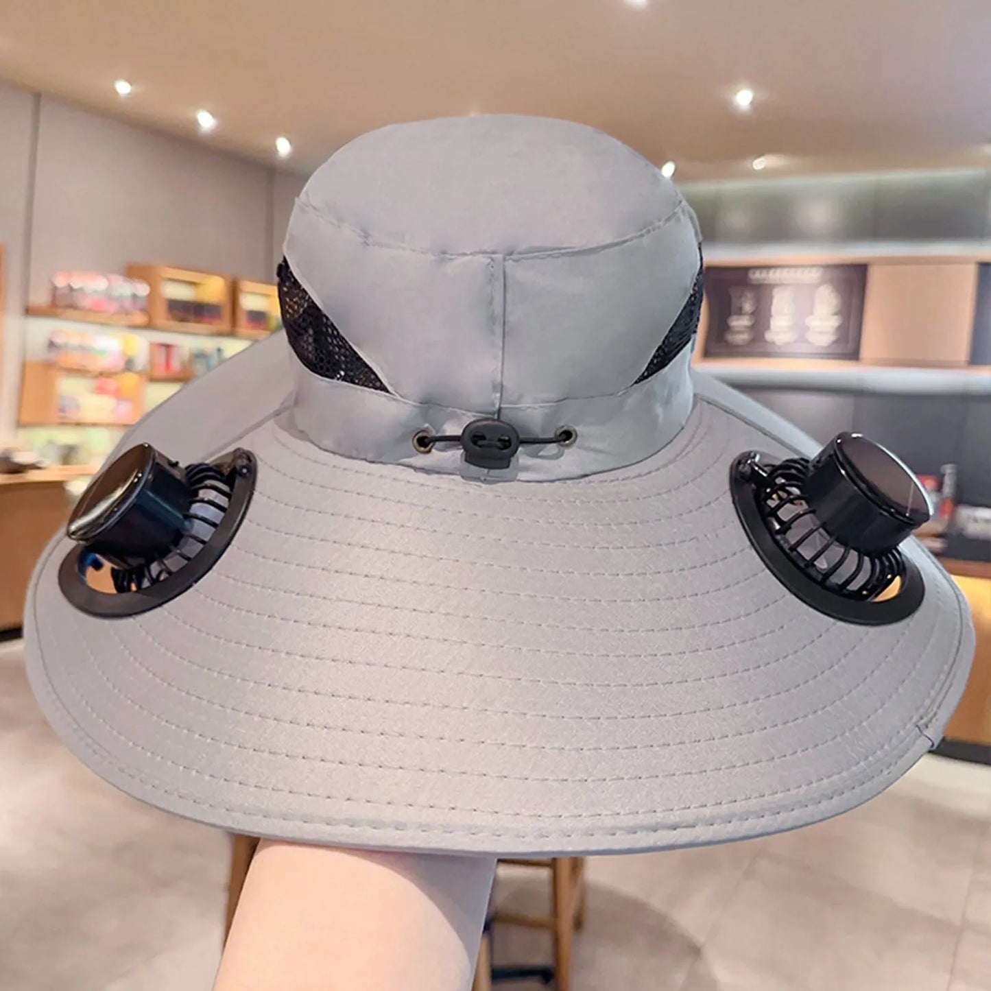 Multi-Function Solar Fan Sun Hat - Waterproof Fishing Hat with Built-In USB Charging & Wide Brim for UV/Heat Protection