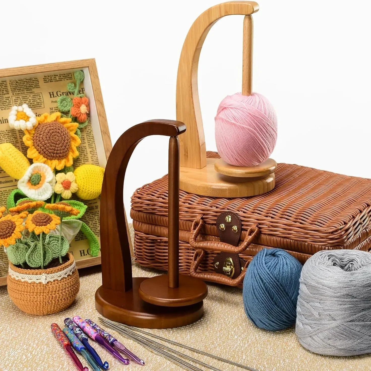 Tidy Your Threads: Elegant Wooden Yarn Spool Rack New life 88 Store