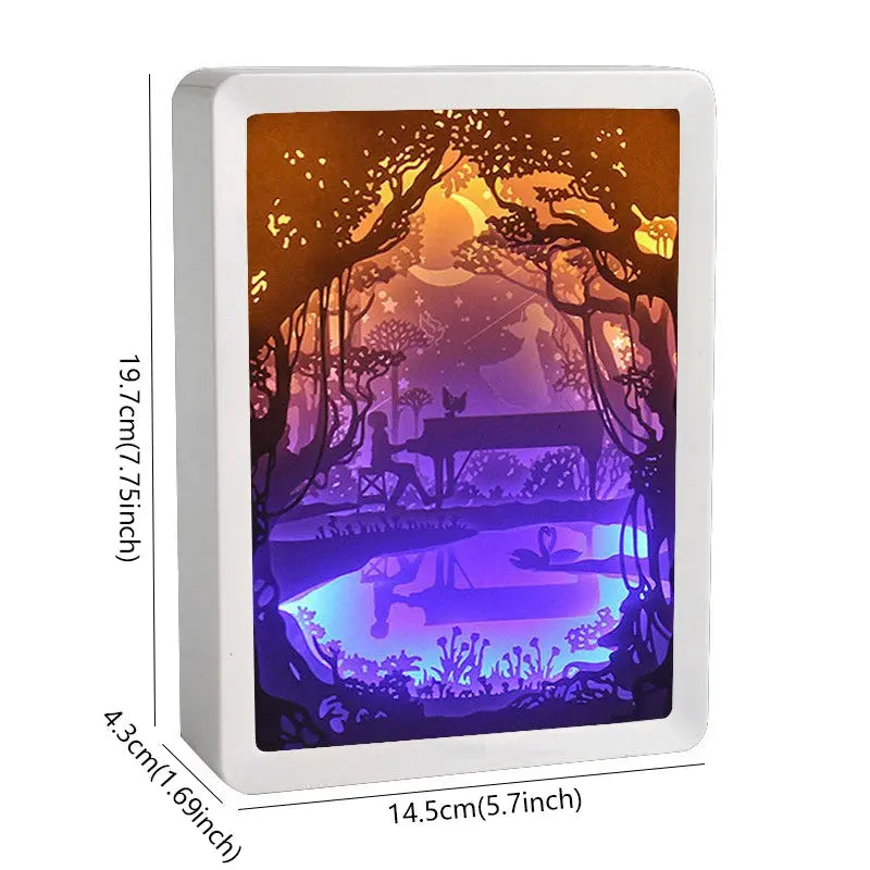Howl's Moving Castle Anime Paper-Cut Light Decor - 3D Shadow Box Lamp