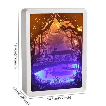 Howl's Moving Castle Anime Paper-Cut Light Decor - 3D Shadow Box Lamp