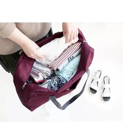 1Pc Red/Navy/Green Multifunctional Folding Travel Bag Single Shoulder