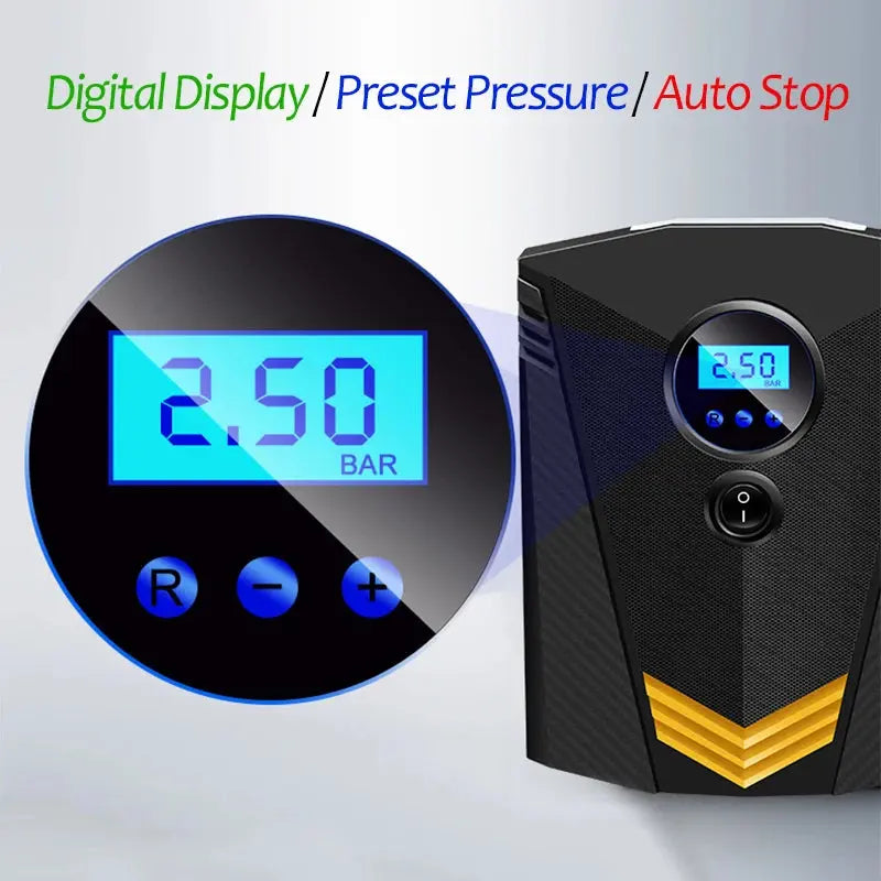 Inflador de neumáticos digital DC 12 voltios, bomba compresora de aire portátil para coche 150