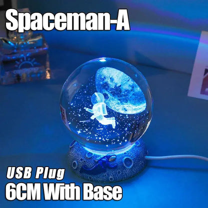 Crystal Ball Night Lights Glowing Sea Jellyfish Astronaut Table Lamp USB Atmosphere Lamp Table Decorations Kid Gifts Night Lamp Shop1103185580 Store