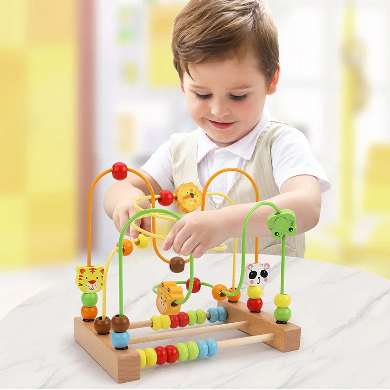 Montessori Wooden Roller Coaster Bead Maze for Toddlers Laime Store